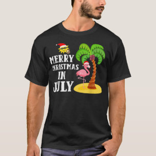 T-shirt Funny Flamingo Rose Chapeau de Père Noël Joyeux No