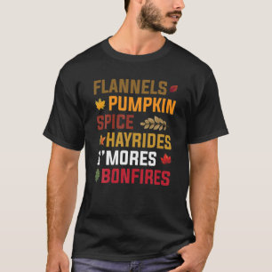 T-shirt Funny Flannel Citrouille épice Hayrides Bonfires F