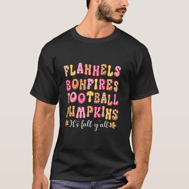 T-shirt Funny Flannels Hayrides Sweaters Citrouille Bonfir (Devant)