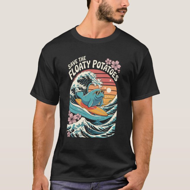 T-shirt Funny Floaty Potato Manatee Sea Cow (Devant)