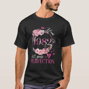 T-shirt Funny Floral 1982 Vintage 40 Ans 40E Anniversaire