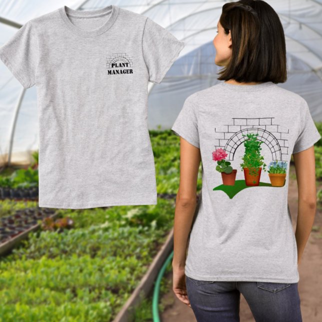 T-shirt Funny Floral Plante Manager Conception avant et ar (Créateur téléchargé)