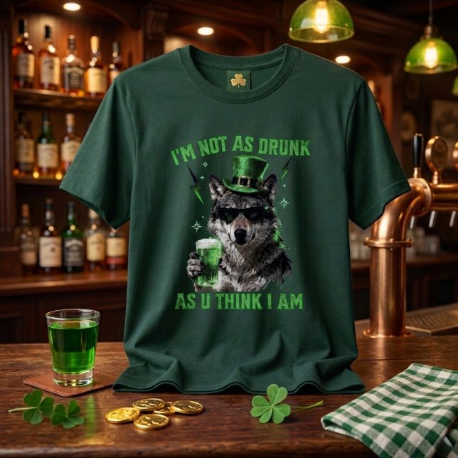 T-shirt Funny Forest Green I'm Not As Drunk Wolf St Paddy (Créateur téléchargé)