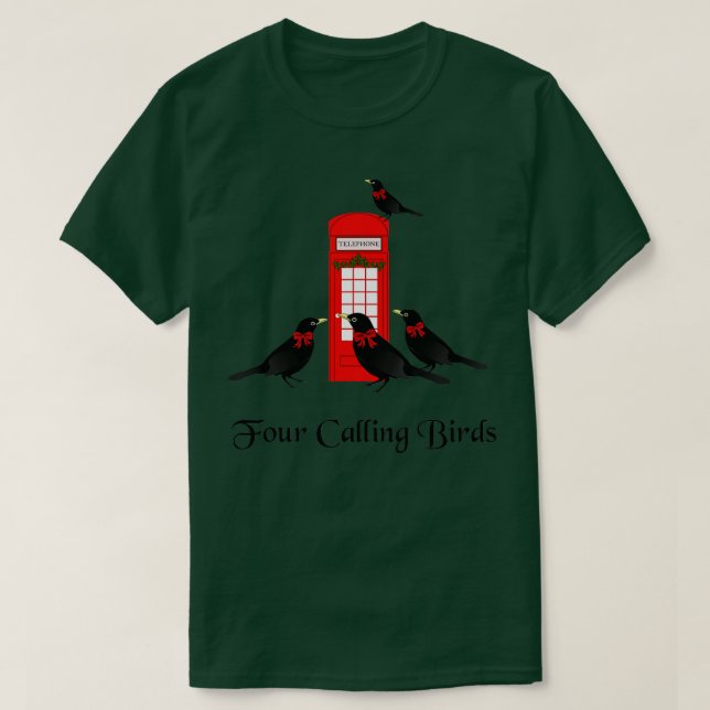 T-shirt Funny Four Calling Birds Douze jours de Noël (Design devant)