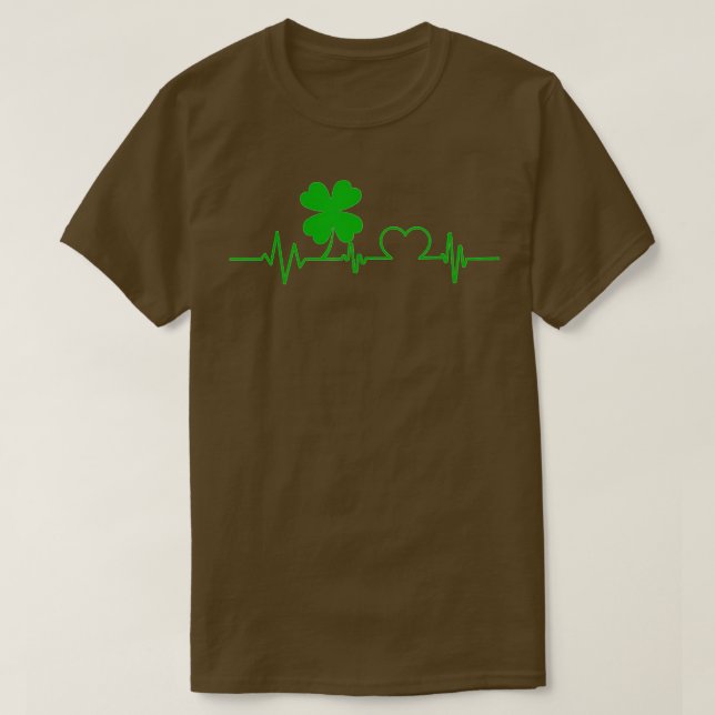 T-shirt Funny Four Leaf Clover Shamrock Heartbeat St (Design devant)