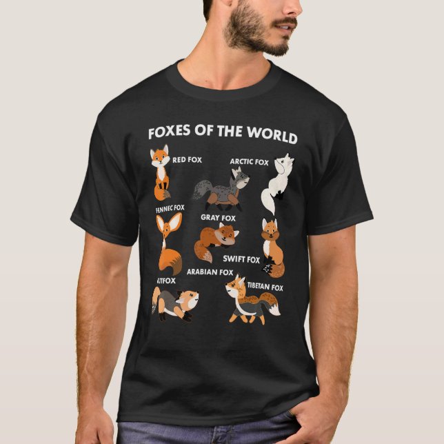 T-shirt Funny Foxes Of The World Shirt Foxes Lovers Gifts  (Devant)