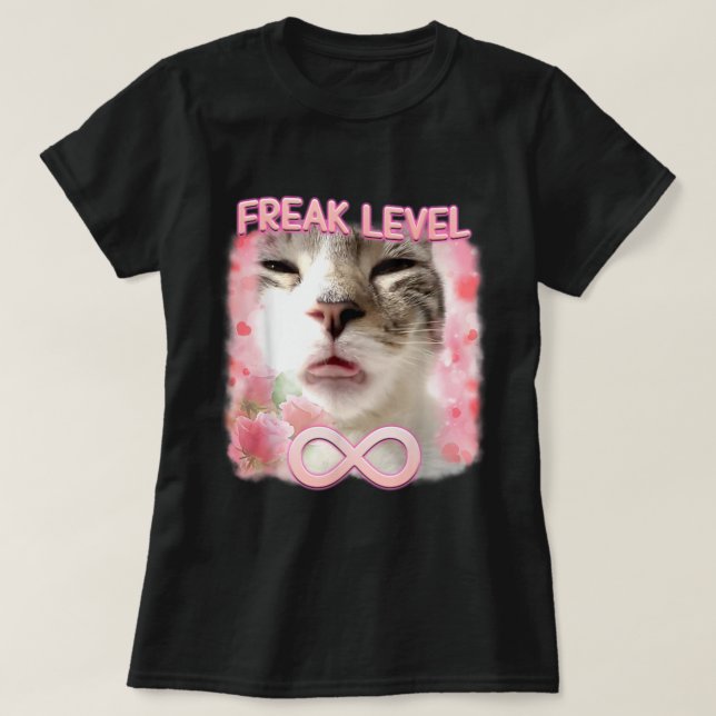 T-shirt Funny Freak Level Freaky Ahh Cat Meme (Design devant)