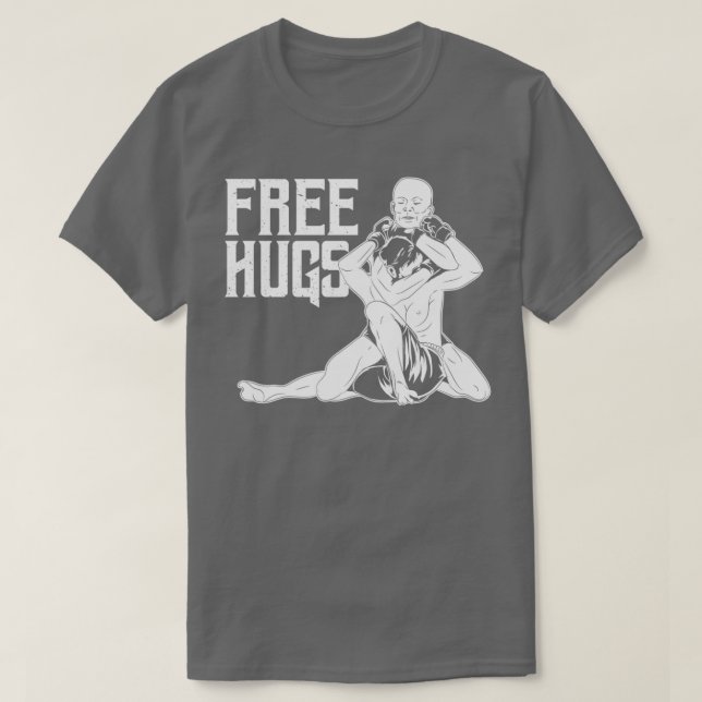 T-shirt Funny Free Hugs BJJ Jiu Jitsu et MIXED MARTIAL ART (Design devant)