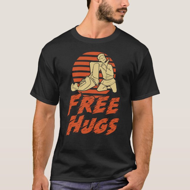 T-shirt Funny Free Hugs - Brésilien Jiu-Jitsu, BJJ Cadeau (Devant)