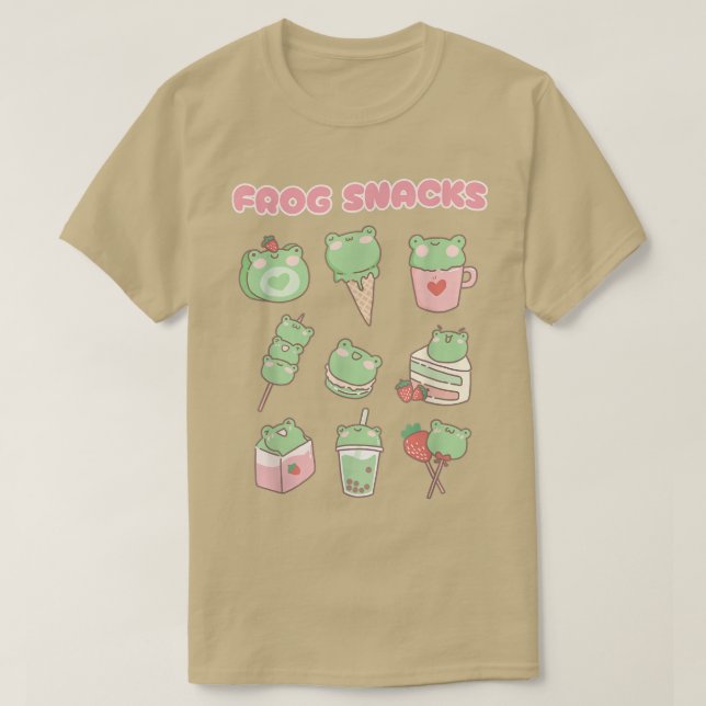 T-shirt Funny Frog Snacks Cute Kawaii Aesthetic  (Design devant)