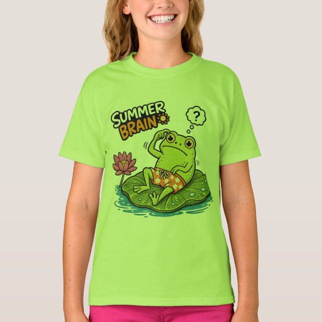T-shirt Funny Frog Summer Brain|Grenouille de dessin animé (Devant)