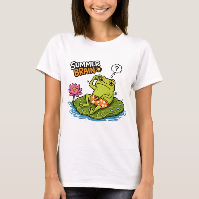 T-shirt Funny Frog Summer Brain|Grenouille de dessin animé (Devant)