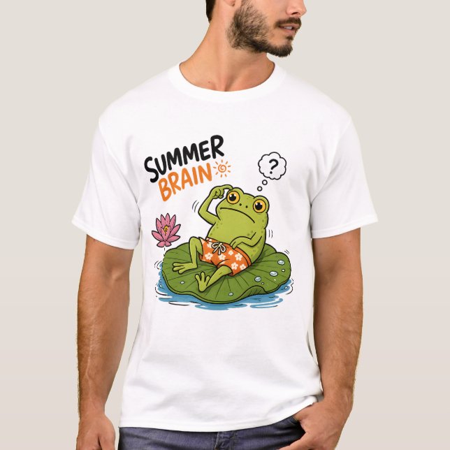 T-shirt Funny Frog Summer Brain|Grenouille de dessin animé (Devant)