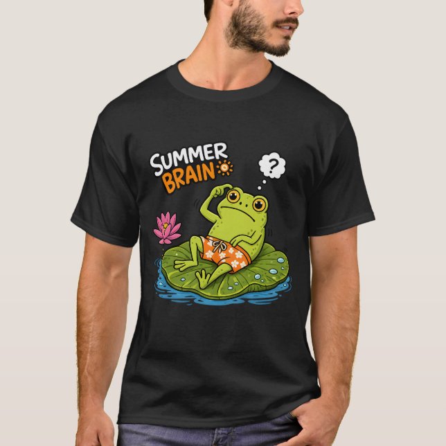 T-shirt Funny Frog Summer Brain|Grenouille de dessin animé (Devant)
