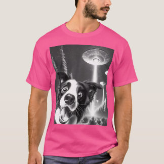 T-shirt Funny Frontière Collie Alien Ufo Prendre Un Chien 