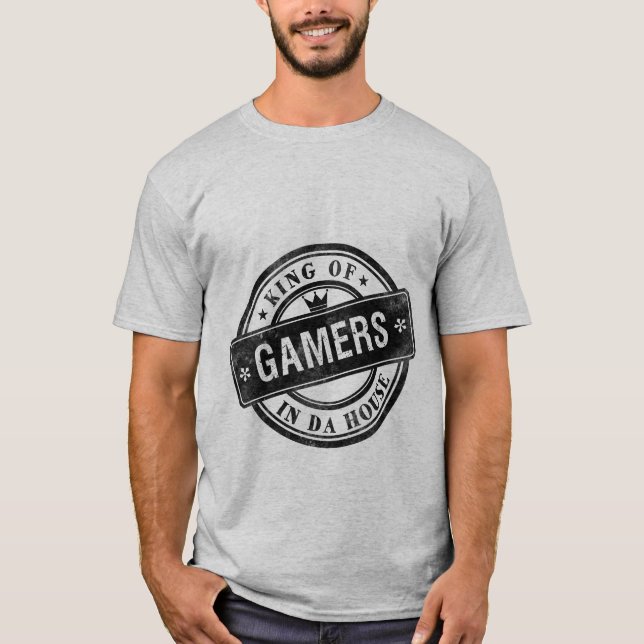 T-shirt Funny Gaming Grunge King of Gamers (Devant)