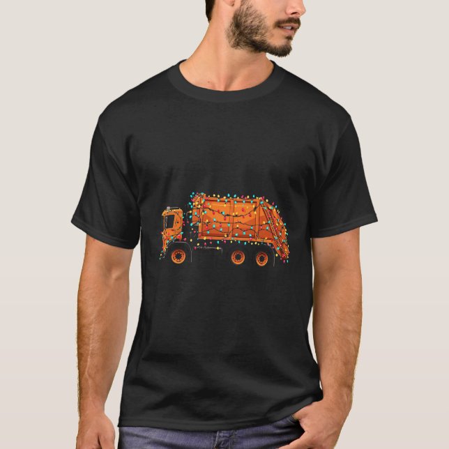 T-shirt Funny Garbage Truck Christmas Graphics Lights Love (Devant)