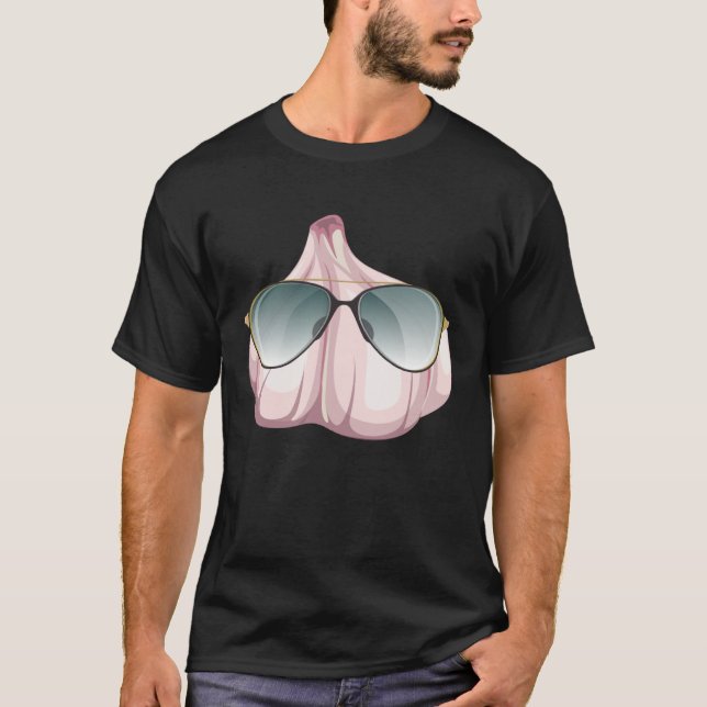 T-shirt Funny Garlic With Shades Outfit Love Spices (Devant)