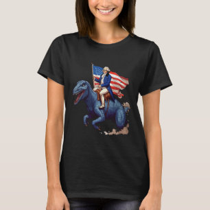 T-shirt Funny George Washington Riding Un Tyrannosaurus Re