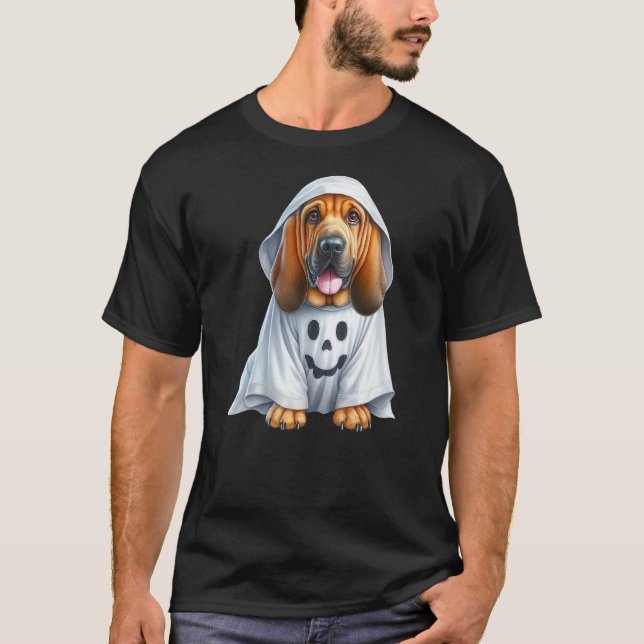 T-shirt Funny Ghost Bloodhound Dog Lover Halloween Costume (Devant)