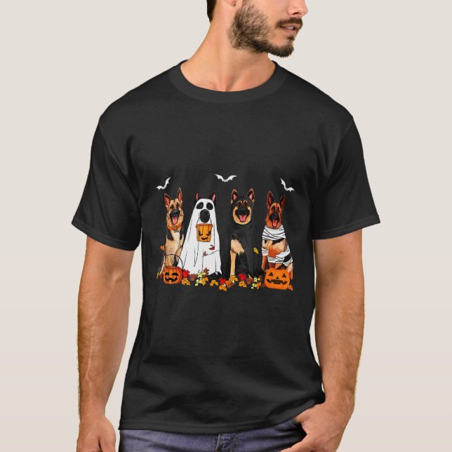 T-shirt Funny Ghost German Shepherd Halloween Dog Mom Dog  (Devant)