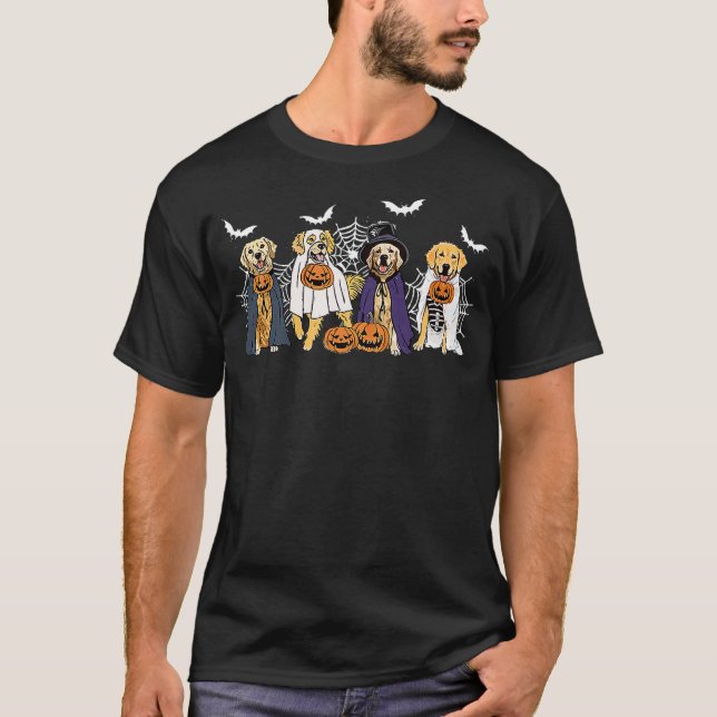 T-shirt Funny Ghost Witch Golden Retriever Halloween Golde (Devant)
