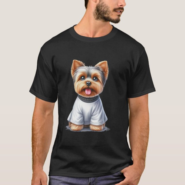 T-shirt Funny Ghost Yorkshire Terrier Amoureux des chiens  (Devant)