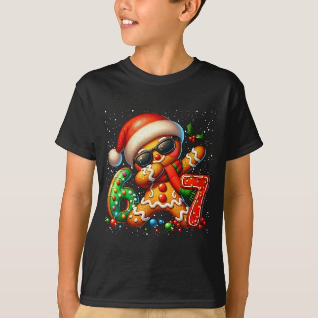T-shirt Funny Gingerbread Dabbing Six Seven 67 Meme Christ (Devant)