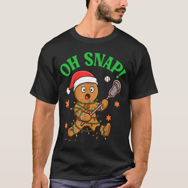 T-shirt Funny Gingerbread Lacrosse Christmas Cookie Oh Sna (Devant)