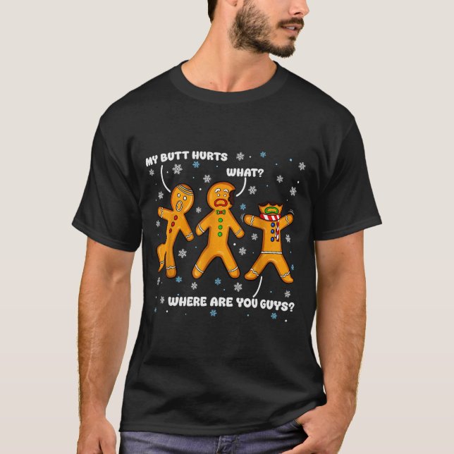 T-shirt Funny Gingerbread Pjs Pajamas Christmas Xmas Men W (Devant)