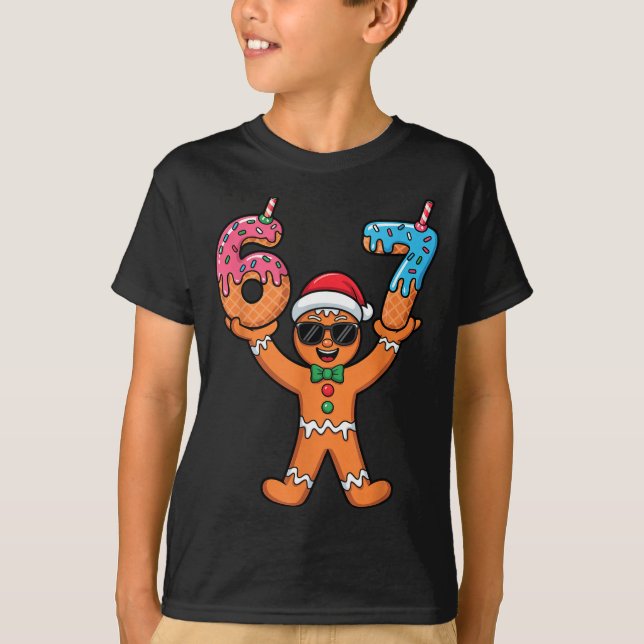 T-shirt Funny Gingerbread Six Seven Meme Christmas Brainro (Devant)