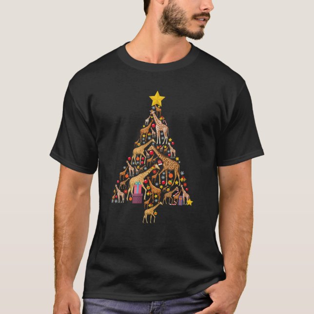 T-shirt Funny Giraffe Arbre de Noël Zookeeper Xmas Femmes (Devant)