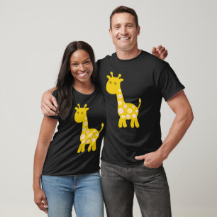 T-shirt Funny Giraffe fleurie jaune de fleurs rétro motif