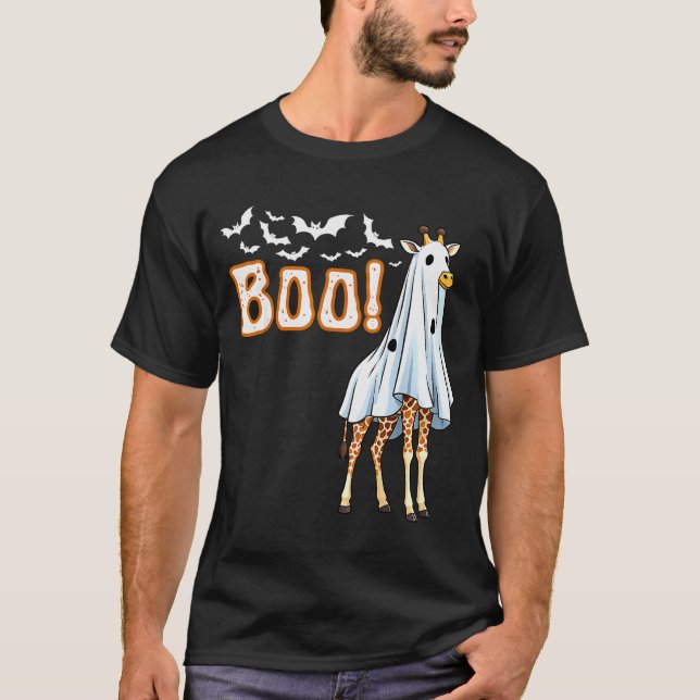 T-shirt Funny Giraffe Ghost Boo Shirt Cute Animal Hallowee (Devant)