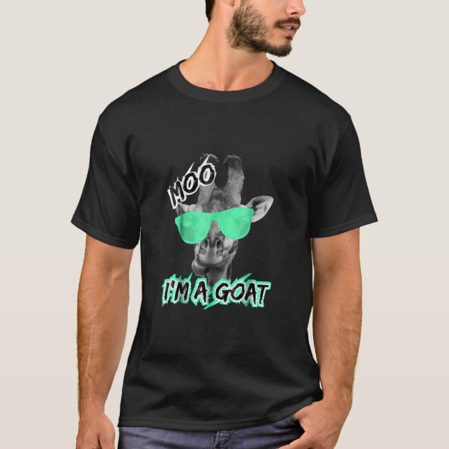 T-shirt Funny Giraffe Moo Dans le zoo de Goat (Devant)