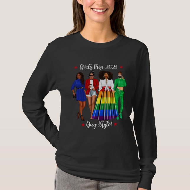 T-shirt Funny Girls Trip LGBTQ Vacation Gay Black Woman He (Devant)