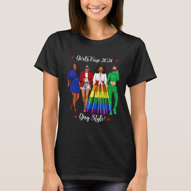 T-shirt Funny Girls Trip LGBTQ Vacation Gay Black Woman He (Devant)