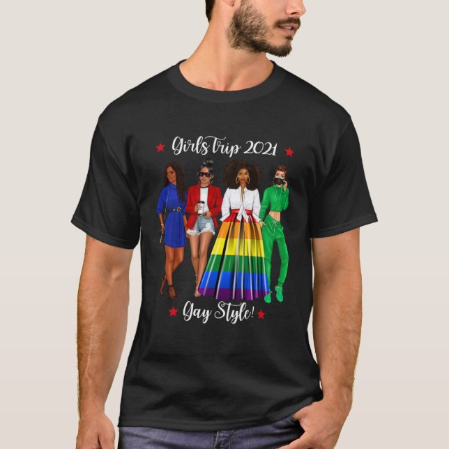 T-shirt Funny Girls Trip LGBTQ Vacation Gay Black Woman He (Devant)