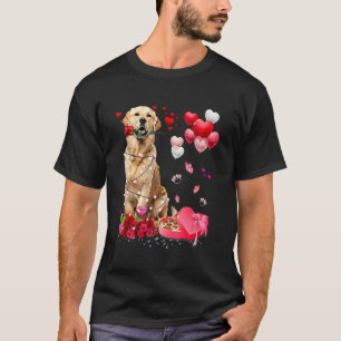 T-shirt Funny Golden Retriever Rose Coeur heureux Valentin