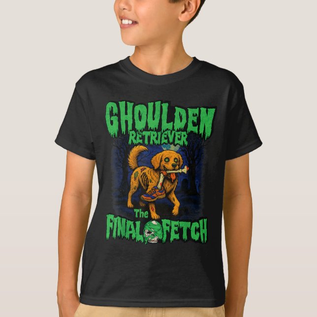 T-shirt Funny Golden Retriever Zombie Halloween, Soky Ghou (Devant)
