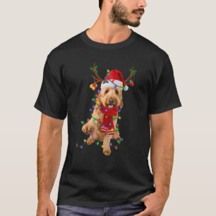 T-shirt Funny Goldendoodle Chien arbre lumières de Noël Pa