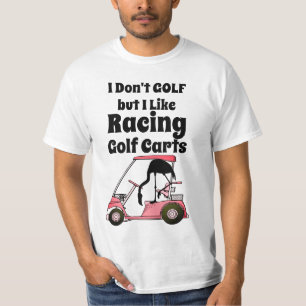 T-shirt Funny Golf Cart Racing Flamant rose