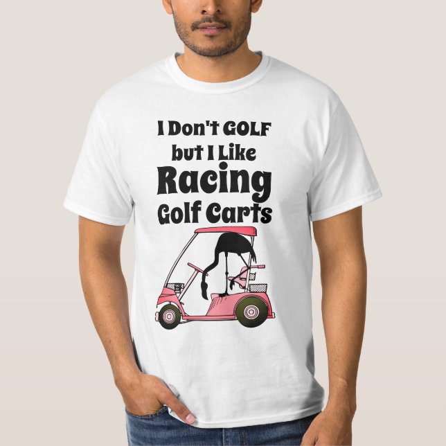 T-shirt Funny Golf Cart Racing Flamant rose (Devant)