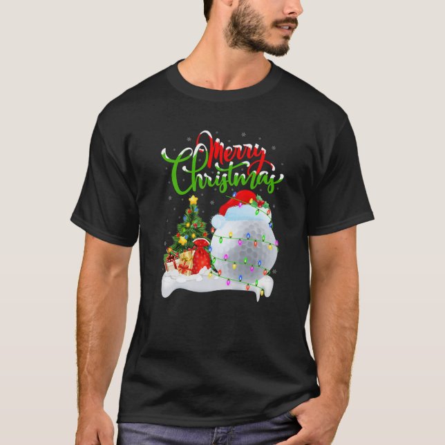 T-shirt Funny Golf Sports Amoureux Xmas Lighting Golf Chri (Devant)