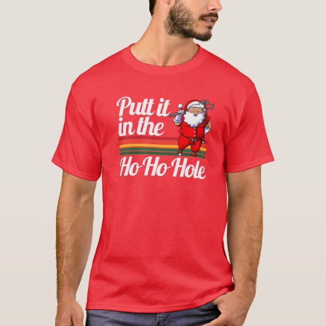 T-shirt Funny Golfing Christmas Tee Holiday Golf Ball Sant (Devant)