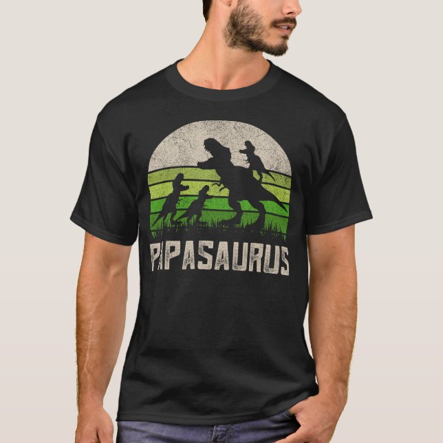 T-shirt Funny Grandpa Shirts, Papasaurus Dinosaur 3 Kids F (Devant)