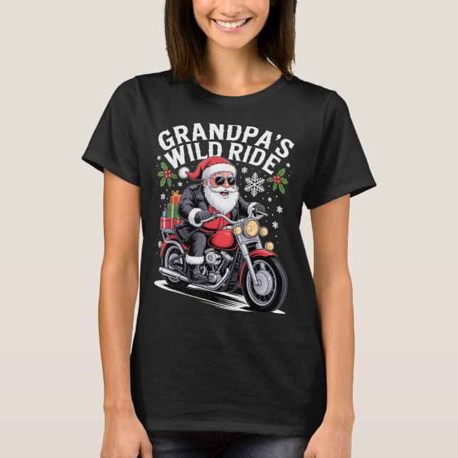 T-shirt Funny Grandpa's Biker Ride Christmas Motorcycle Sa (Devant)