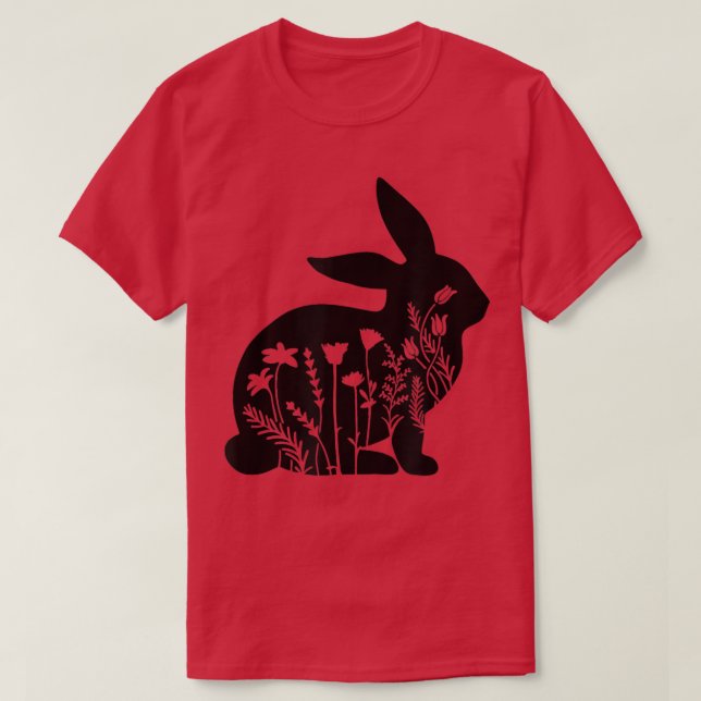 T-shirt Funny Graphic Floral Rabbit hommes femme cadeau  (Design devant)