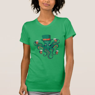 T-shirt Funny Green St Patricks Octopus Beer