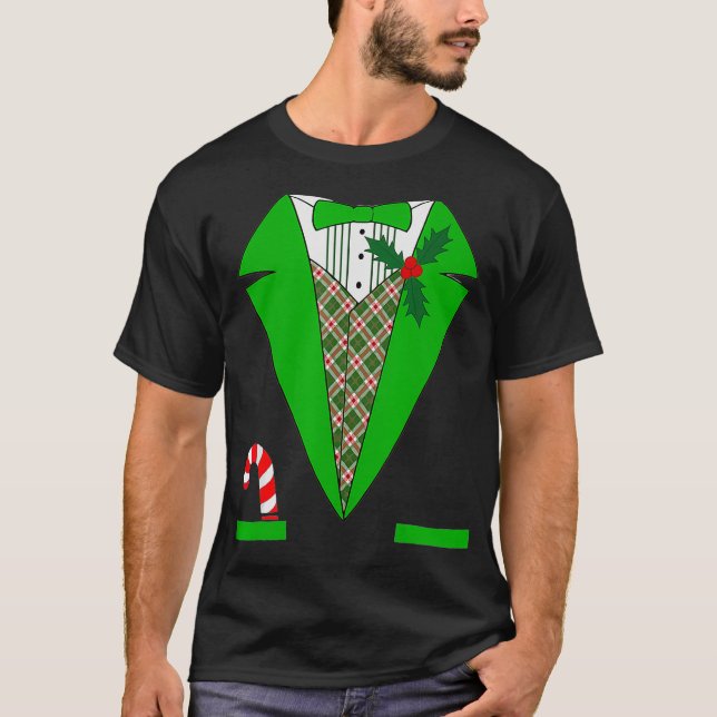 T-shirt Funny Green Tuedo Costume (Devant)
